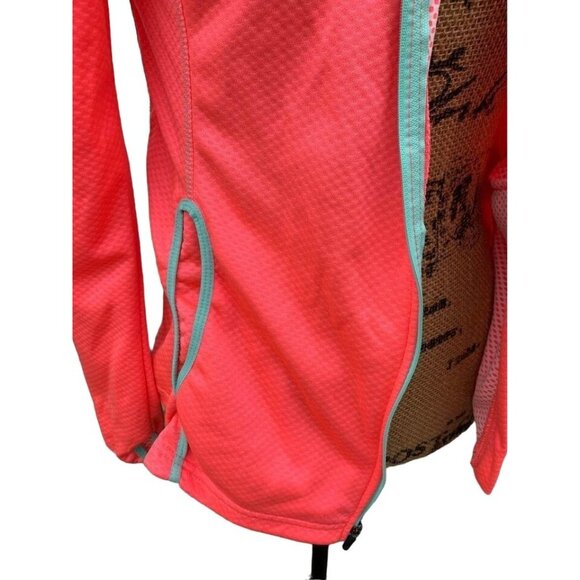 🍒 2/$20 🍒  Zip Up Jacket Orange & Mint Green Trim, Pockets & Thumb Loops sz M - Picture 3 of 5